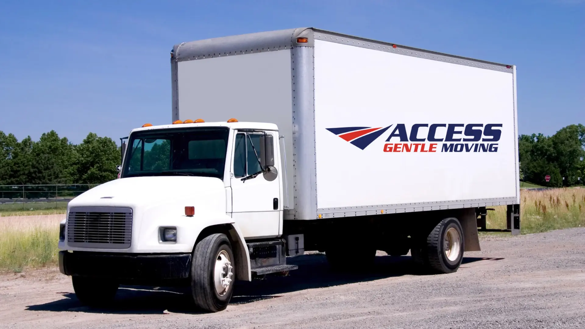 Access Gentle Moving’s branded white moving truck
